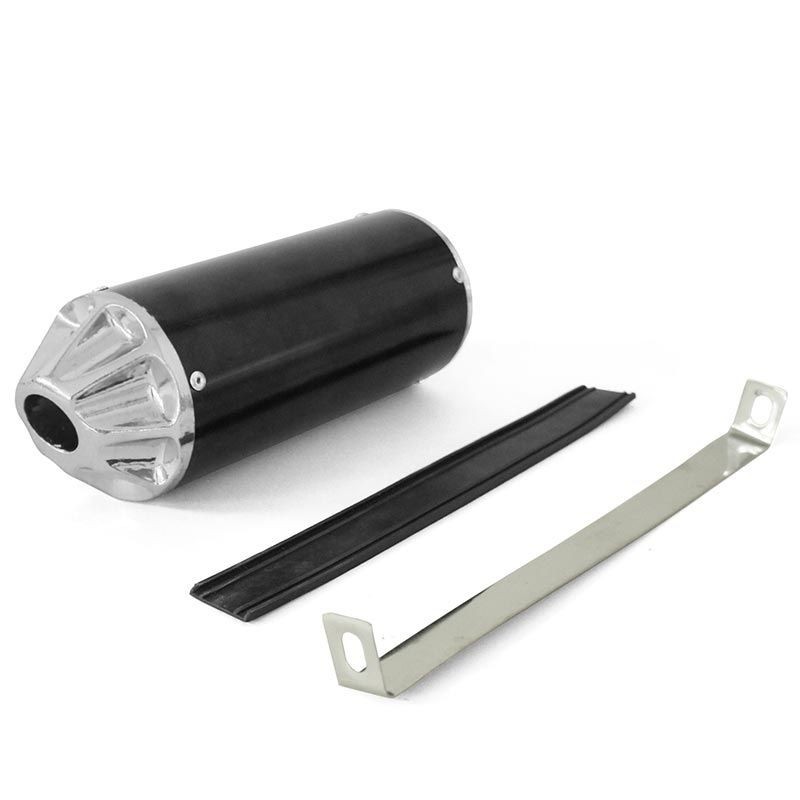 Exhaust muffler CNC - Black / Silver - ø28mm