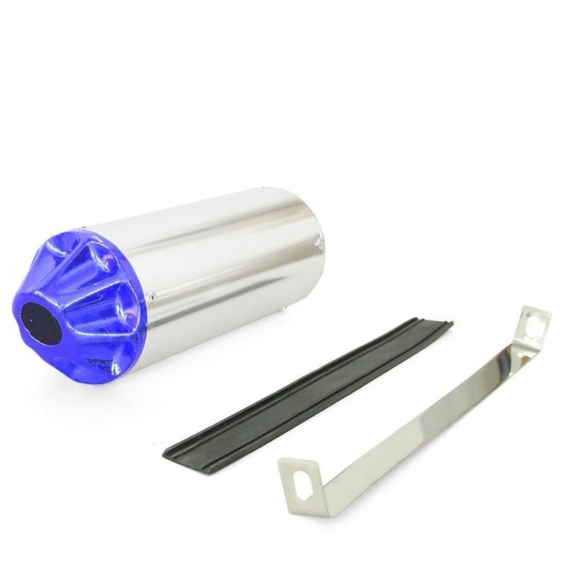 Exhaust muffler CNC - Silver / Blue - ø28mm