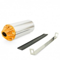 Exhaust muffler CNC - Silver / Gold - ø28mm