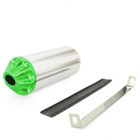 Exhaust muffler CNC - Silver / Green - ø28mm